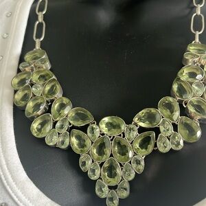 Green amethyst & silver necklace
